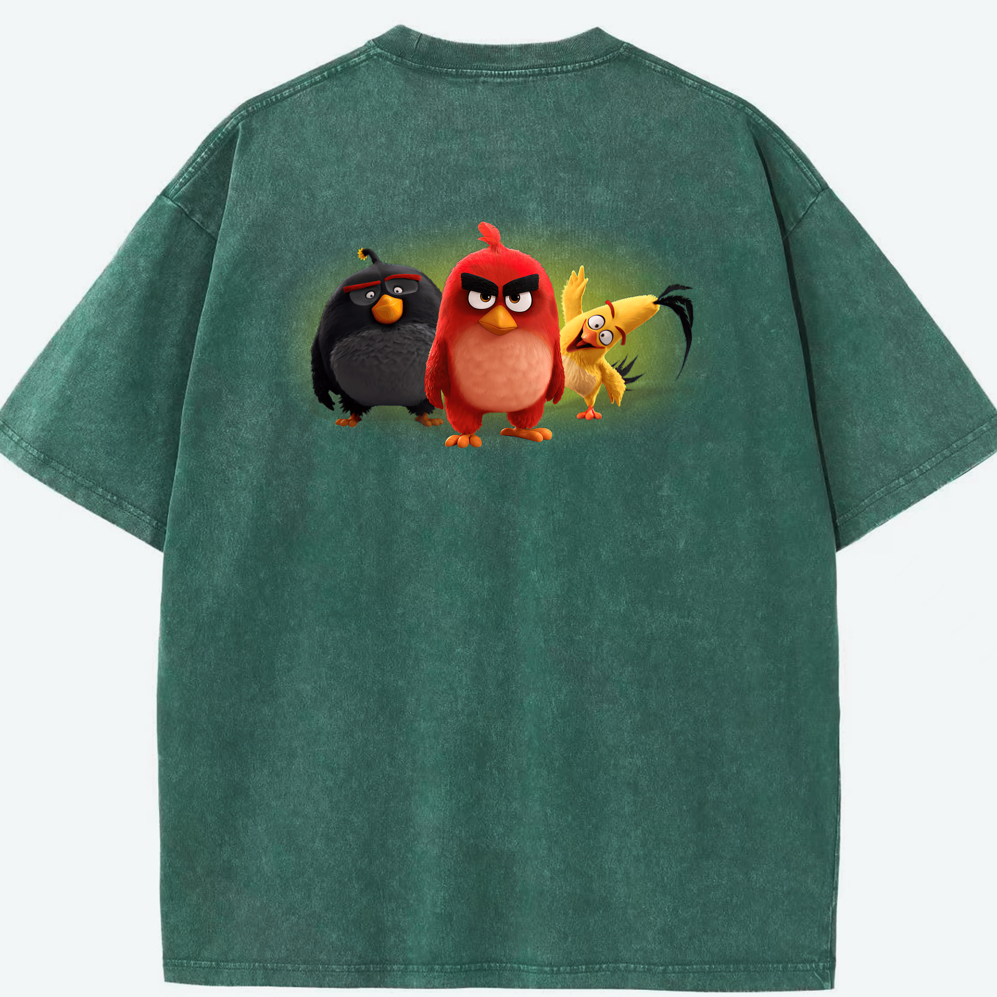 （画像用） Angry Birds アングリーバード 綿100% ヴィンテージ風 半袖Tシャツ（背面プリント）